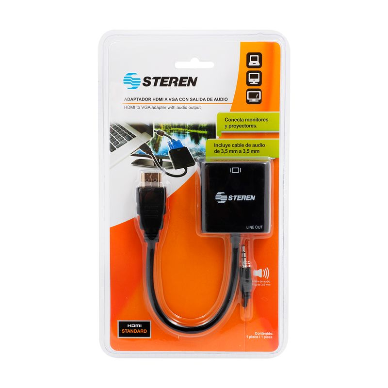 Adaptador steren de hdmi a vga con salida de audio sale