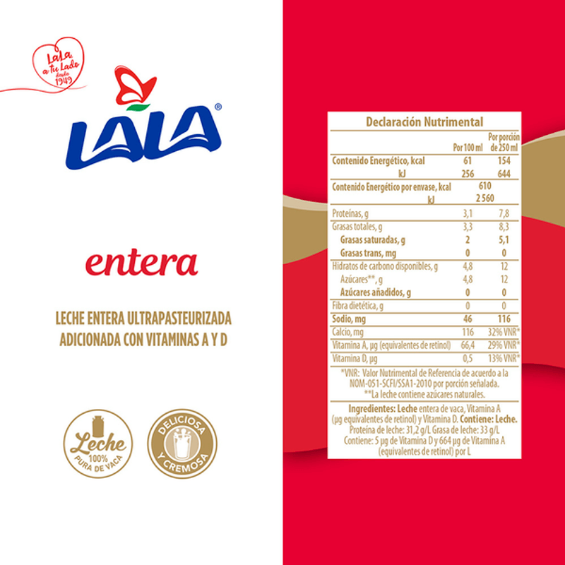 Leche Lala semidescremada 1 l