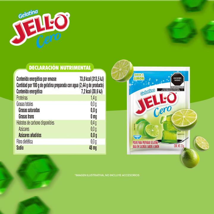 Jello Gelatina en Polvo Cero Azúcar Limón 25 g HEB México