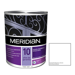 Meridian Esmalte Alquidálico Anticorrosivo Color Blanco Brillante Metal Y Madera 1 L