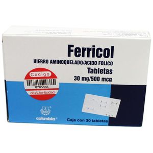 Ferricol 30mg/500mcg Tab 30 30 Pz