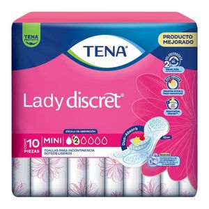 Tena Lady Discret Toalla Para Incontinencia Mini con 10 pz