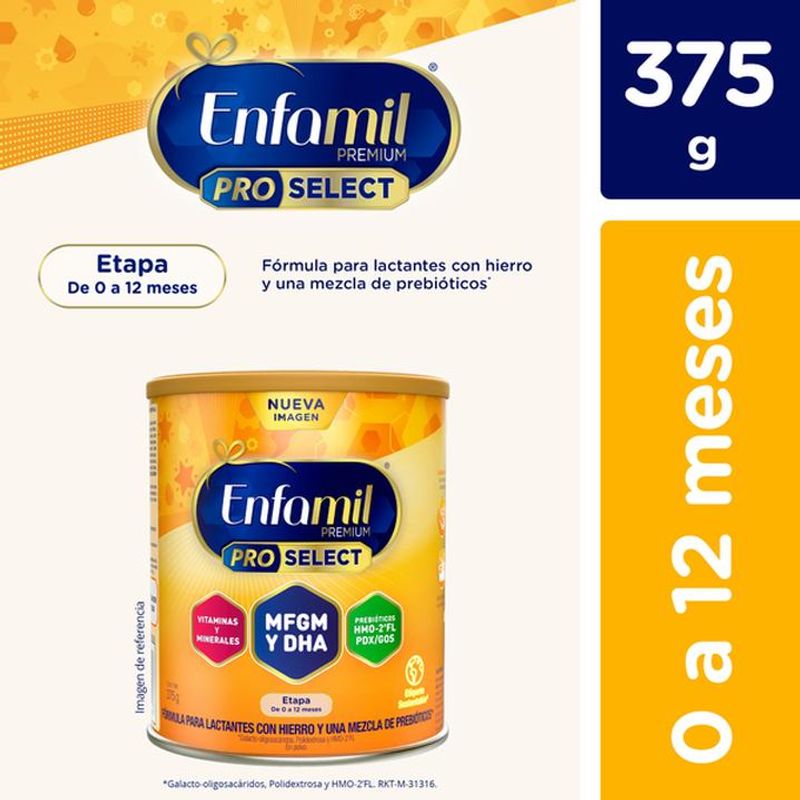 Enfamil Premium Pro Select Etapa 0 a 12 Meses, Fórmula Infantil para  Lactantes, Lata 375 gramos : : Bebé