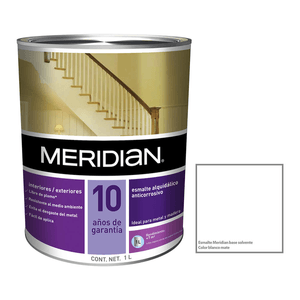 Meridian Esmalte Alquidálico Anticorrosivo Color Blanco Mate Metal Y Madera 1 L