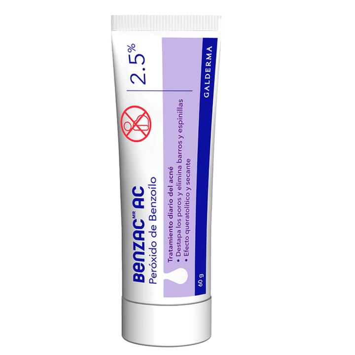 Benzac AC Gel 2.5% Auxiliar en el Tratamiento del Acné Vulgar 60 g - H ...