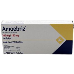 Amoebrix 300/150 Mg 2 Tab Mebendazol, Quinfamida 2 Pz