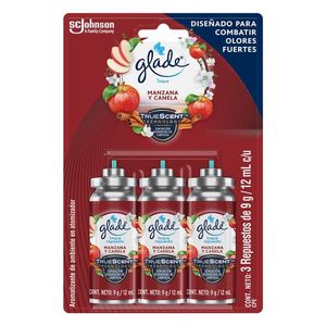 Glade Aromatizante Ambiente en Atomizador 3 Repuestos Toque Magico Manzana Canela 27 g