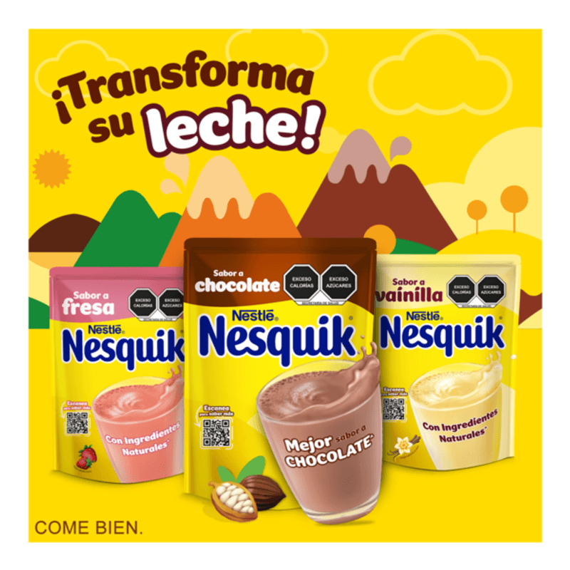 Saborizante para leche Nesquik Chocolate Sin Azúcar Añadida Tarro 350g