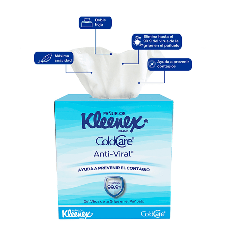 Kleenex Cold Care Pañuelos Faciales Anti-viral, Sellapack Con 14 Piezas De  Doble Hoja : : Salud y Cuidado Personal