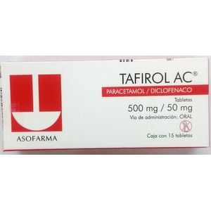 Tafirol Ac 500/50 Mg 15tab Paracetamol,Diclofenaco 15 Pz