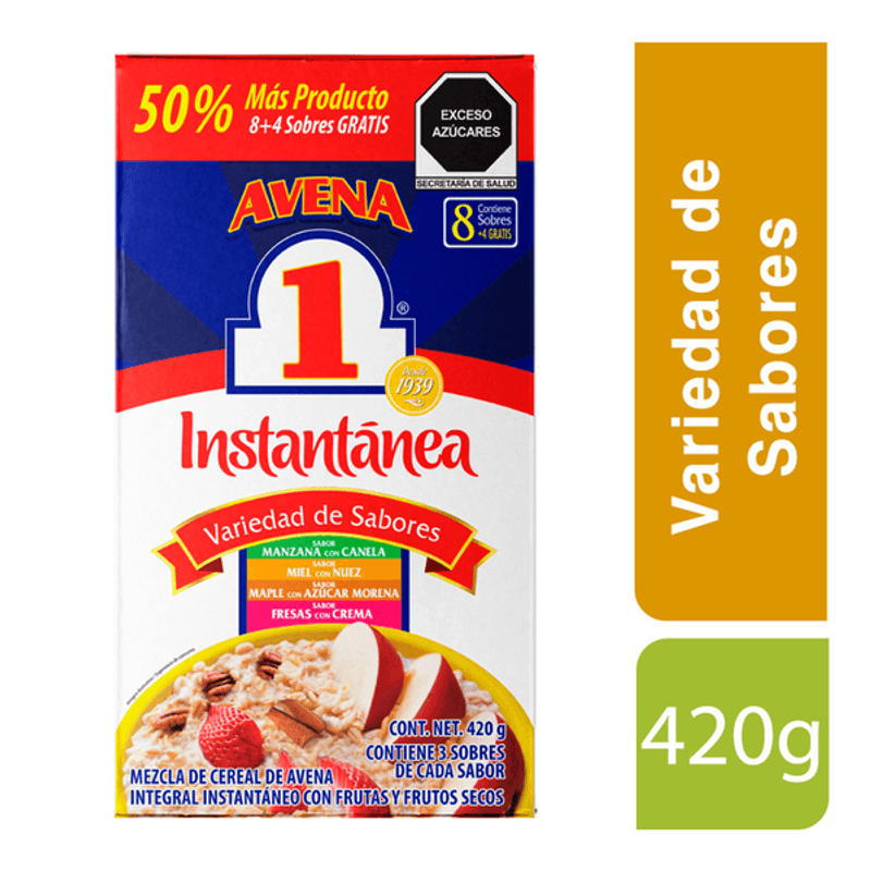 LAOS MX  Prodcut - Avena #1 Instantanea Variedad De Sabores Verde 420 g