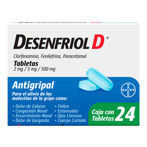 Bayer Desenfriol D Antigripal 2 Mg / 5 Mg / 500 Mg con 24 pz