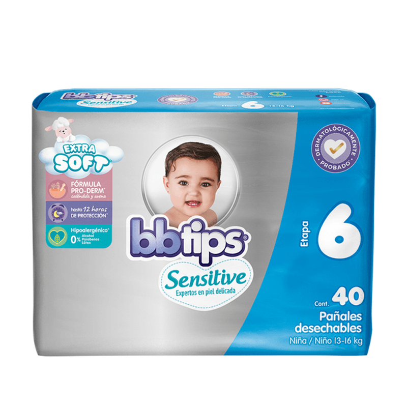 Bbtips Sensitive Pañal Talla 6 40 pz - H-E-B México