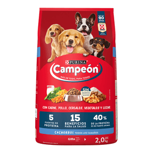 Purina Campeón Alimento Seco para Cachorros Todos los Tamaños Carne Pollo Cereales y Vegetales Bulto de 2 kg