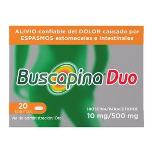 Buscapina Duo Analgesico Estomacal Hioscina 10 Mg / Paracetamol 500 Mg con 20 pz