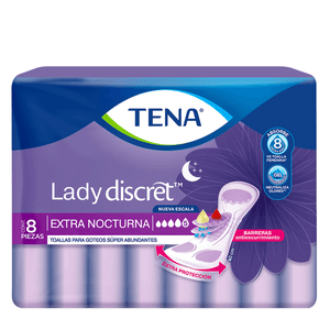 Tena Lady Discret Toalla Extra Nocturna con 8 pz