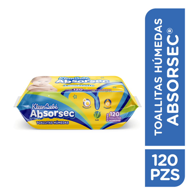 Toallitas para Bebé KleenBebé Absorsec, 120 pzas.