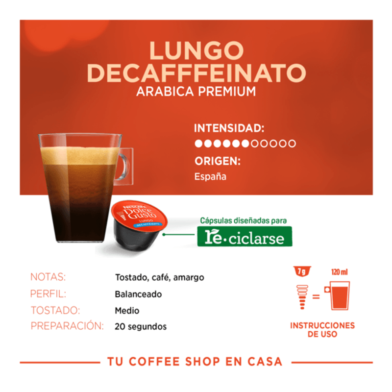 Origen Colombia Lungo, cápsulas orgánicas Dolce Gusto