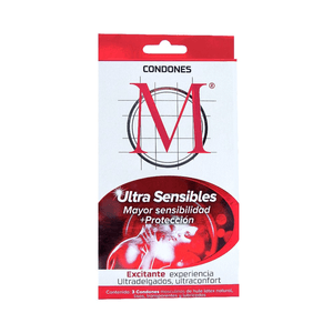 Condones M Preservativos Ultra Sensibles con 3 pz