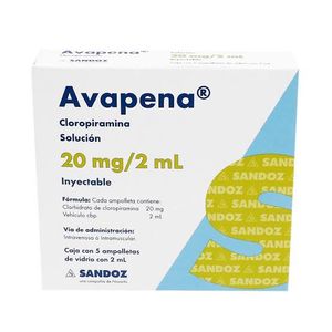 Sandoz Avapena 20 mg 5 Ampolletas De 2 ml