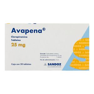 Avapena 25 Mg Tab 20 Cloropiramina 20 Pz