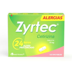 Zyrtec caja con 20 tabletas de 10 mg c/u