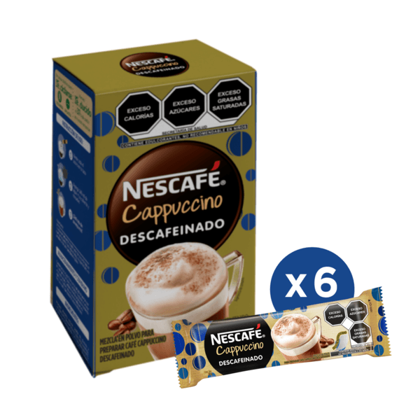 Café Instantáneo Nescafé Cappuccino Descafeinado Caja 6 Sobres 20 G Cada Uno H E B México 6082