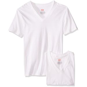 Playera Cuello V Caballero Ch Paq.2 Blanco 2 Pz