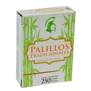 Palillos Tradicionales Redondos Dos Puntas 250 Pz