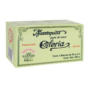 Gloria Mantequilla en Barra Sin Sal 360 g