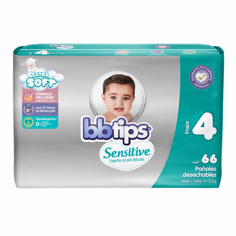 Bbtips Sensitive Pañal Talla 4 66 pz - Mi Tienda del Ahorro