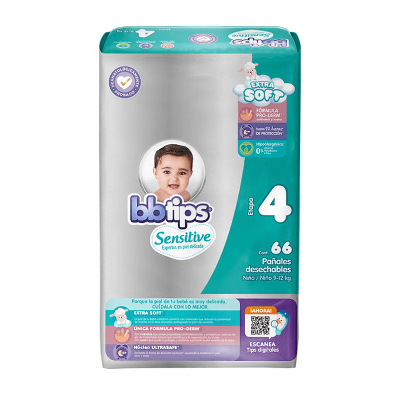 Bbtips Sensitive Pañal Talla 4 66 pz - Mi Tienda del Ahorro