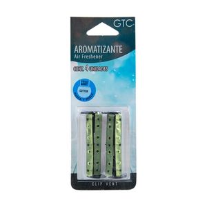 GTC Aromatizante para Auto Clip Vent Cotton con 4 pz