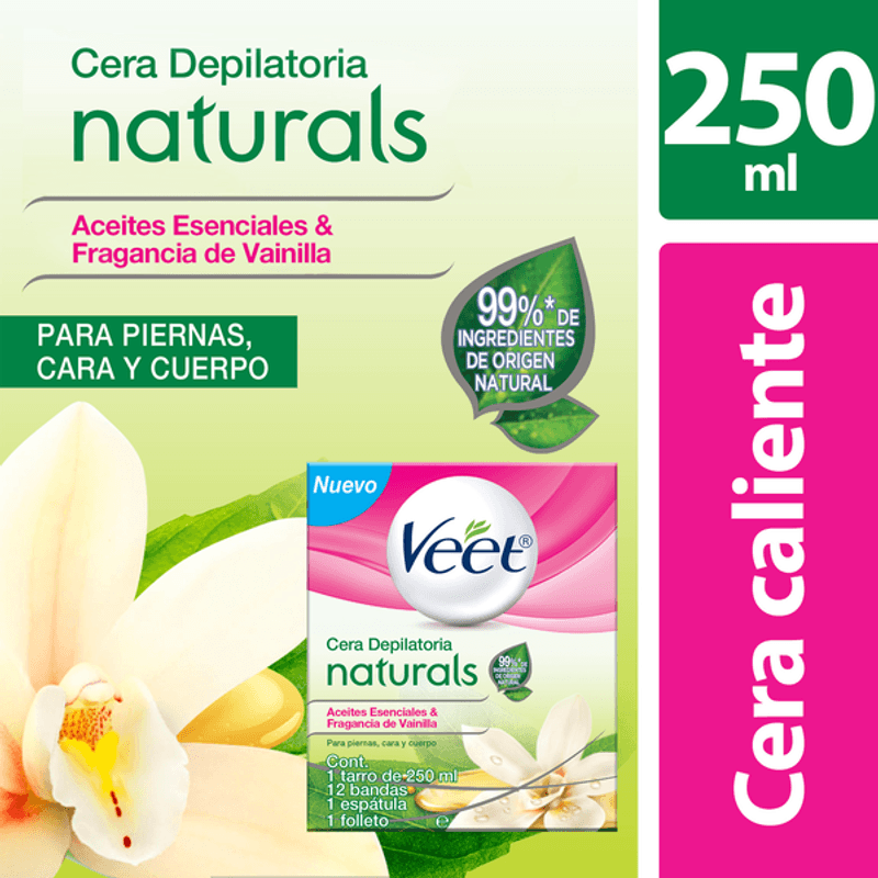 Veet Cera Caliente Naturals 250 ml - Mi Tienda del Ahorro