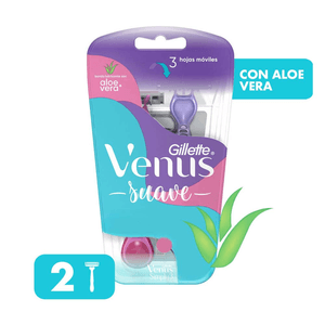 Rastrillo para Mujer Gillette Venus Suave con 3 Hojas con 2 pz