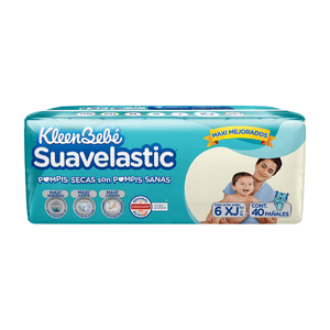 Pañales KleenBebé Suavelastic Etapa 6 Extra Jumbo Unisex 40 Pañales