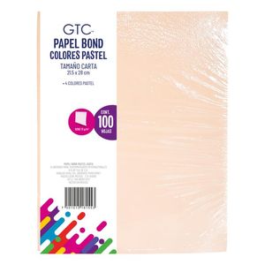 Hojas de Papel Bond GTC Pastel Tamaño Carta con 100 pz