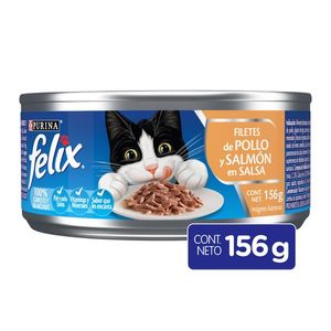 Purina Felix Alimento Húmedo para Gatos Filetes de Pollo y Salmon y Salsa 156 g Clip para Bolsa de Alimento Perro