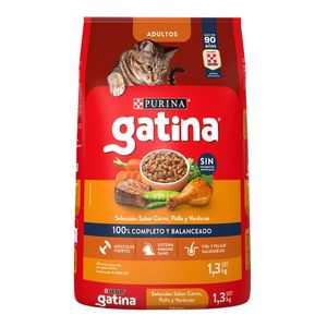 Purina Gatina Alimento Seco para Gatos Sabor Pollo a la Jardinera 1.3 kg