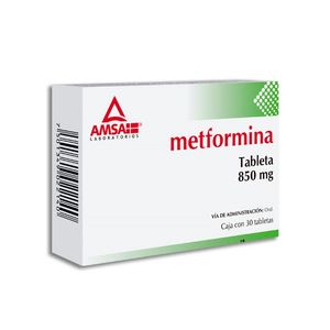 Metformina 850 Mg 30 Tabletas Gen 30 Pz