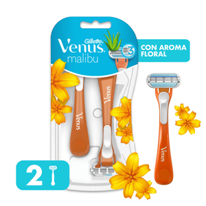 Gillette Venus Malibu rastrillos con aloe y mango 2 pz