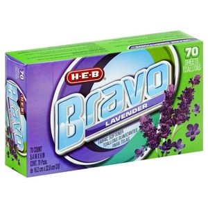 HEB Bravo Toallitas Suavizantes de Tela para Secadora Aroma Lavanda con 70 pz