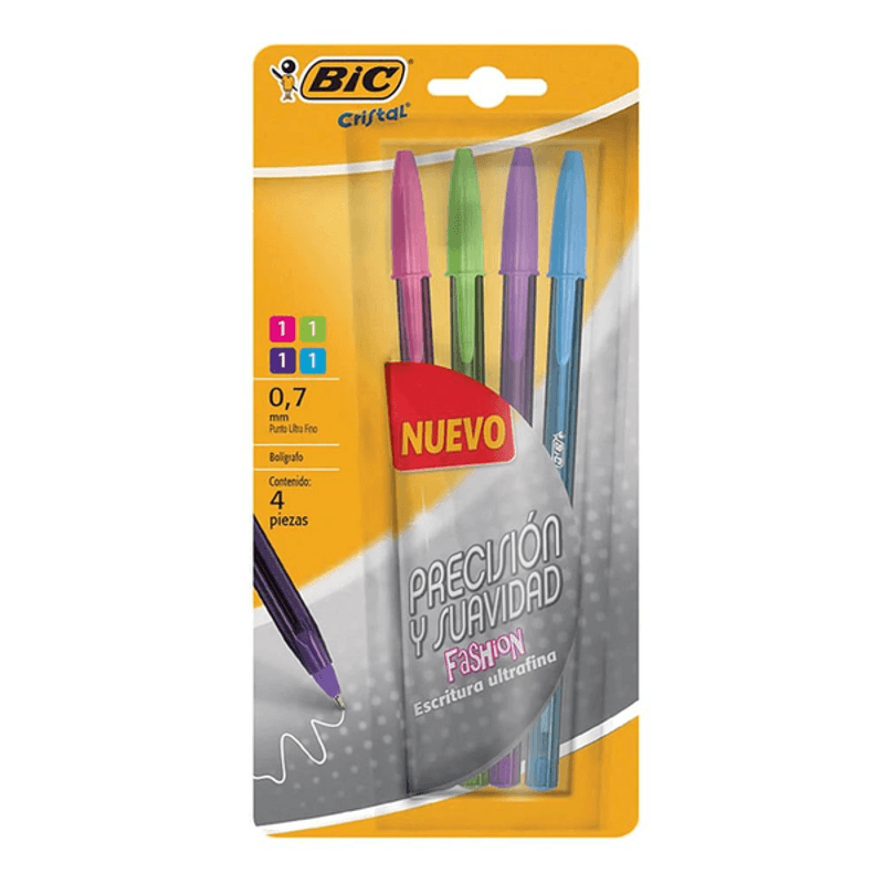 Boligrafos Bic Cristal Ultrafino Colores 10 Piezas Plumas