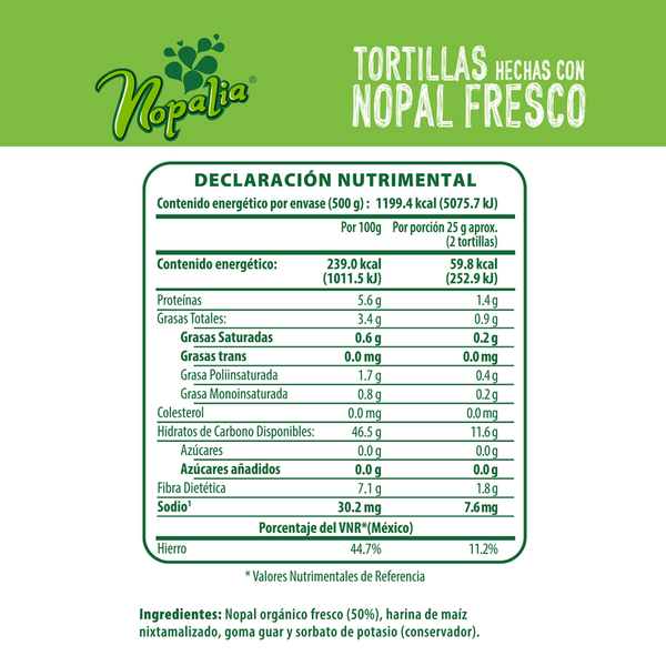 Nopalia Tortillas de Nopal 500 g HEB México