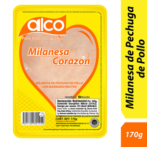 Alco Milanesa Corazón de Pechuga de Pollo 170 g