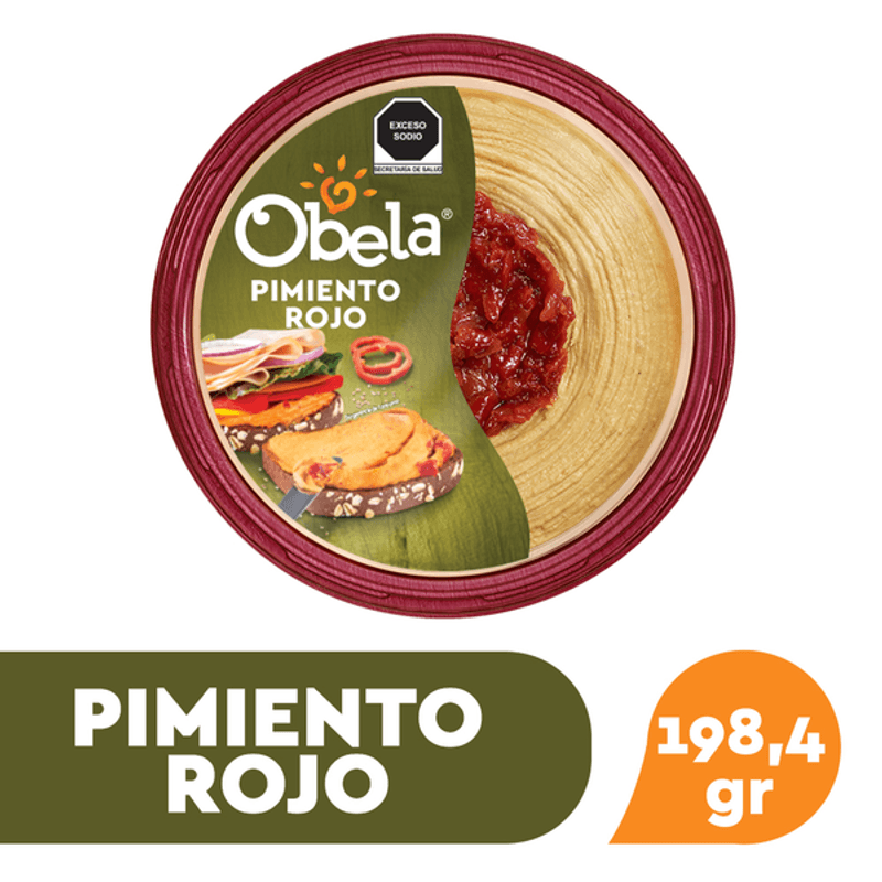 Obela Hummus Hummus Pimiento Rojo 198.4 g HEB México