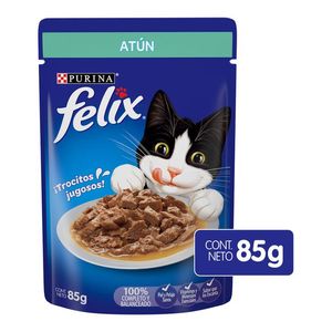 Purina Felix Atún Alimento Húmedo para Gatos Adultos Pouch de 85 g Juguete para Gato Peluche con Sonido