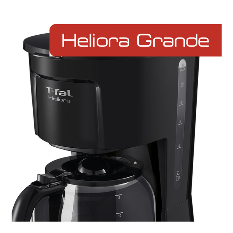 Cafetera de Goteo 12 Tazas Heliora Grande Negra T-FAL CM1408MX