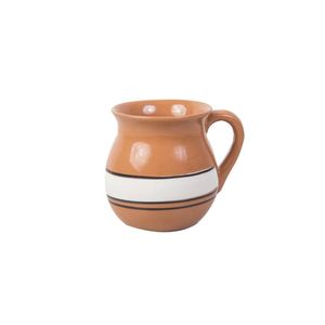 Jarrón Chico Encantos Franja Bar Terracota y Blanco 1 Pz