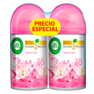 Air Wick Repuesto de Aromatizante de Ambiente Automático Freshmatic Magnolia y Cherry 2 pz